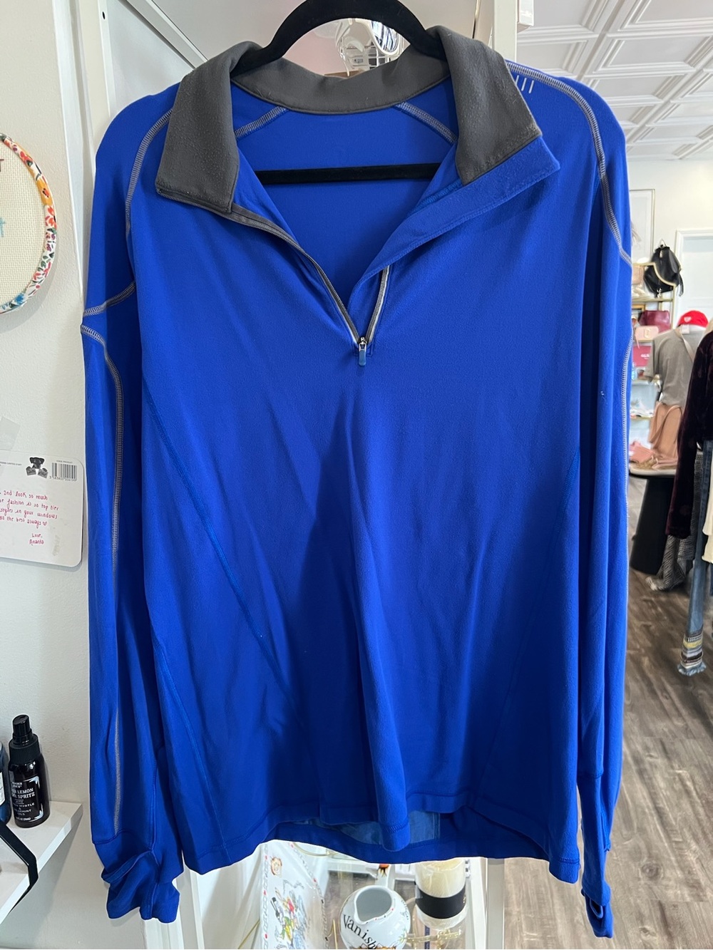 lululemon athletica Men's Cobalt Blue Quarter-Zip with Charcoal Collar